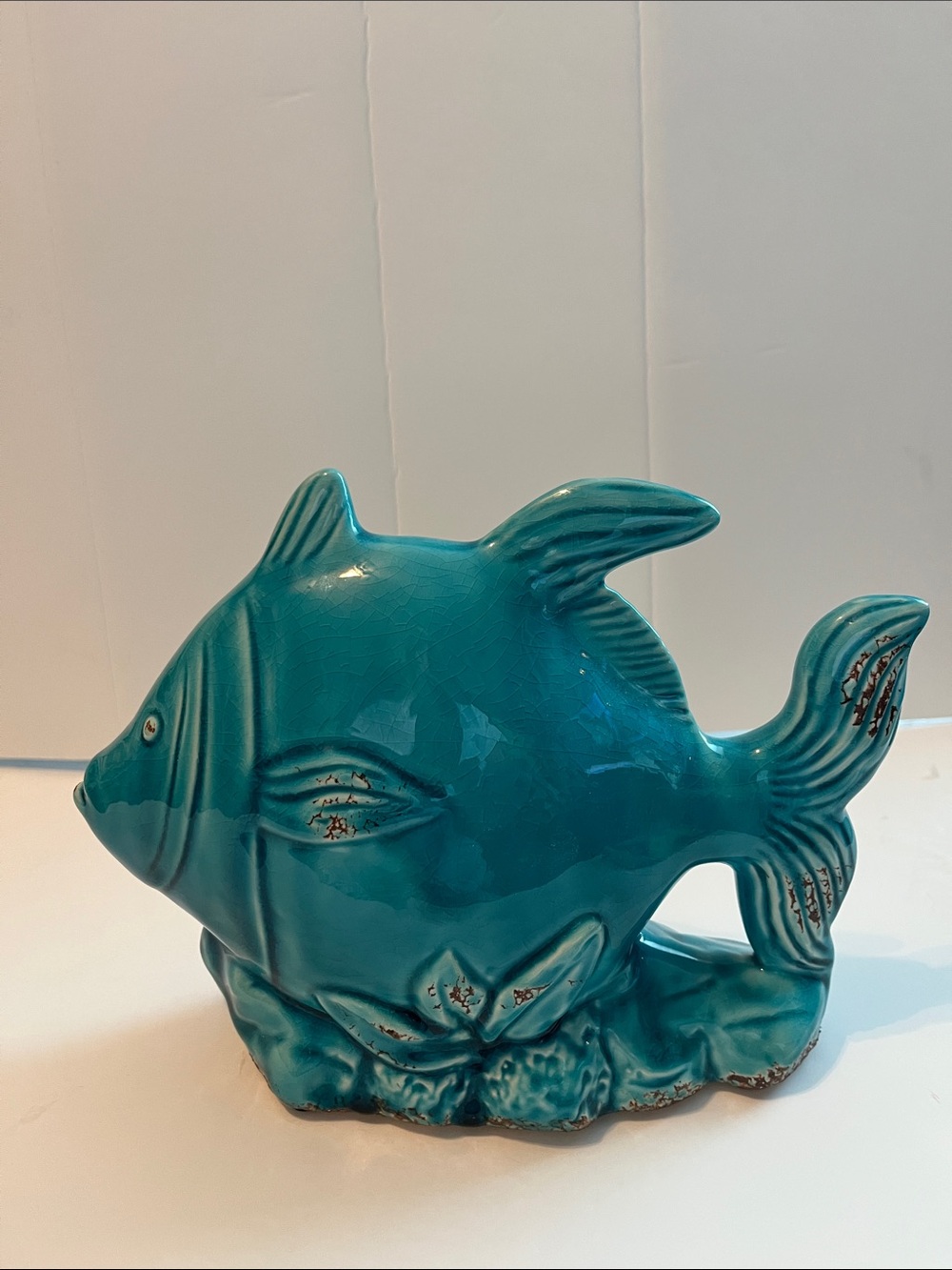 Turquoise Ceramic Fish Sculpture - Home Art Ceramics